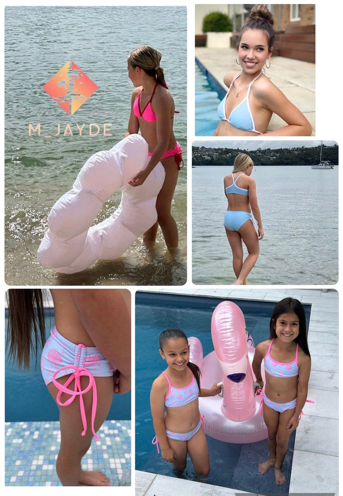 MJAYDE full swimwear collection for girls and teens, featuring bikinis, one-piece swimsuits, and matching sets in bright, trendy colours