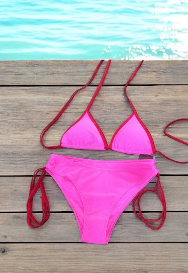 Bright Pink bikini set designed for tweens and teens or ladies