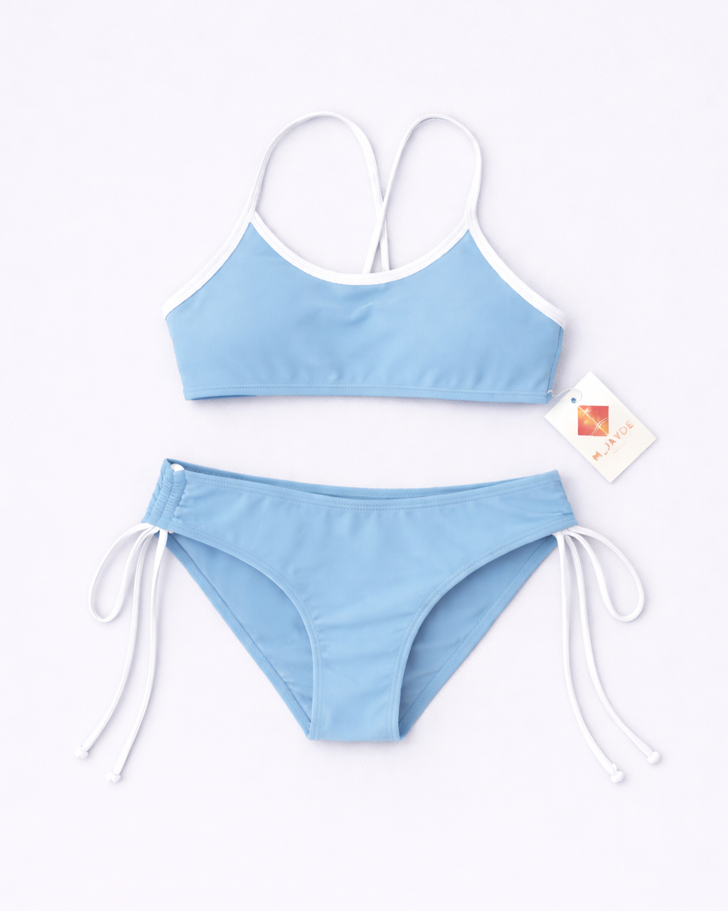 blue crop bikini set