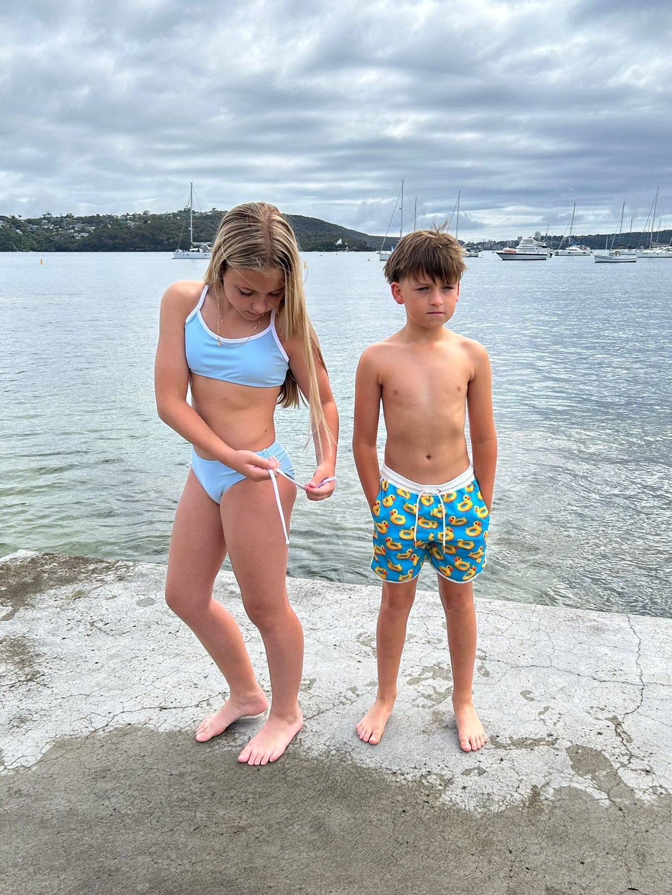 Girls crop bikini, blue bikini set